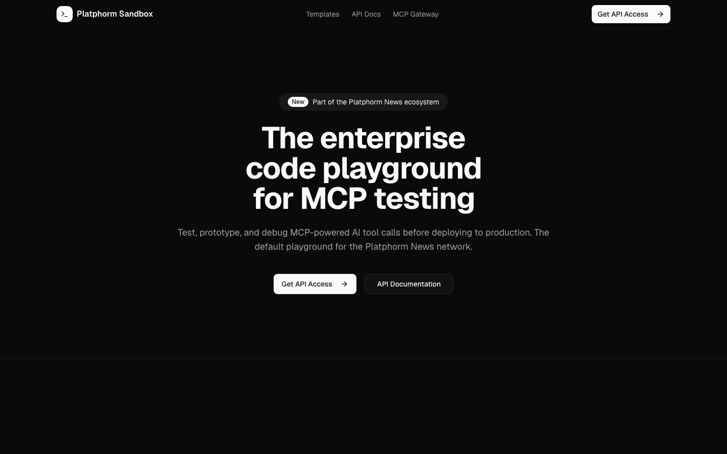Live screenshot of Sandbox at https://sandbox.platphormnews.com